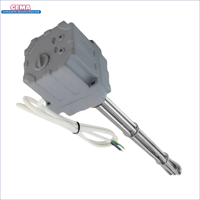 Graues Steuergehäuse mit Metall-Heizelement für Elektroheizstab 4,5 kW