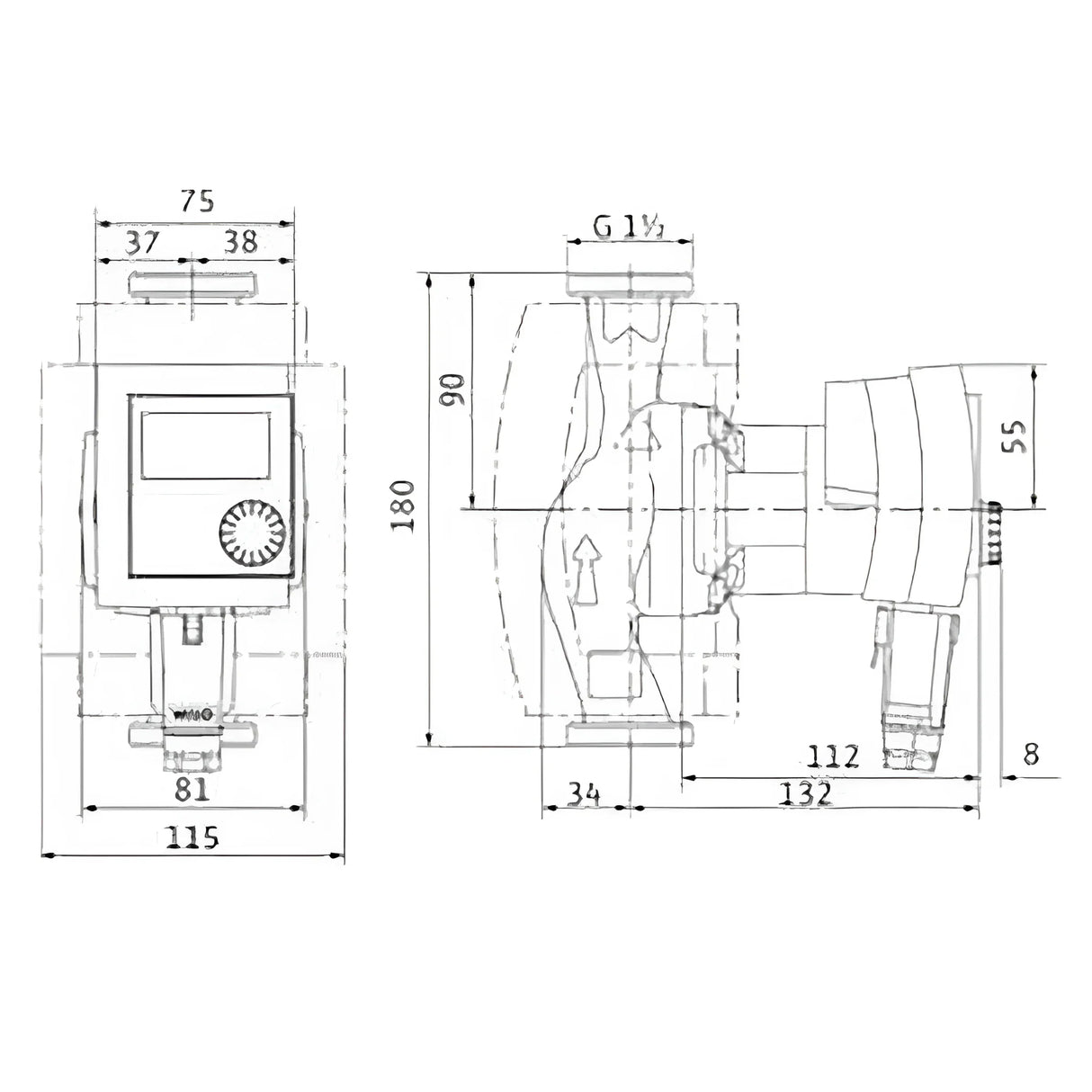 Umwälzpumpe Wilo Stratos Pico DN 25 Baulänge 180 mm.