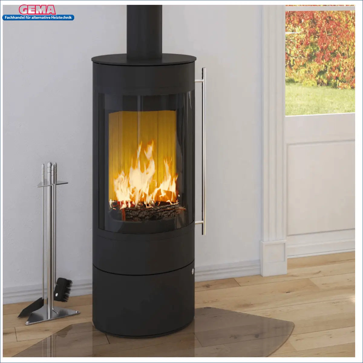 5 kW Kaminofen Pular Compact von Olsberg 🔥 mit modernem Design und großer Sichtscheibe für eine Wohlfühloase im Raum.