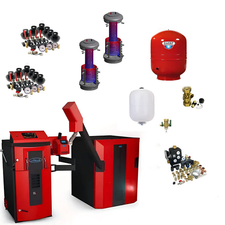 Komplettpaket Attack SLXCP 20 kW Pelletskessel mit Hygienespeicher.