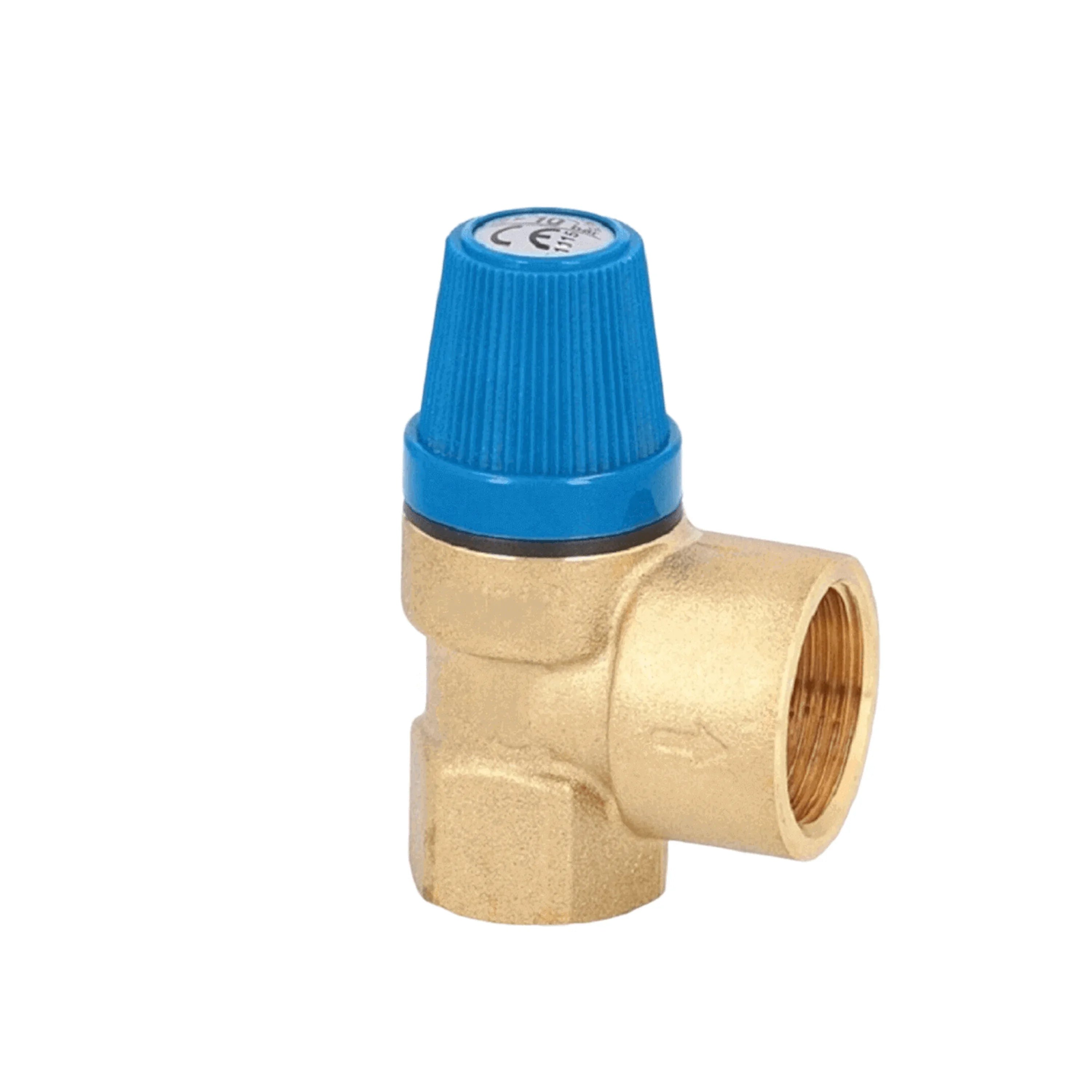 Brassdruckreduzierventil mit blauer Einstellknopf für 100-Liter Warmwasserspeicher