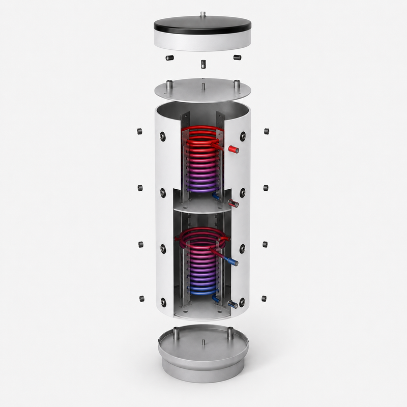 Layers - buffer storage with 2 heat exchangers
