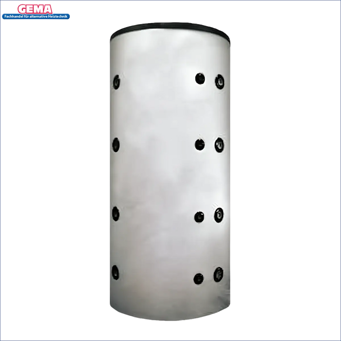Cylindrischer weißer Wassertank mit schwarzen Anschlüssen für Thermoflux Pelling 25/135