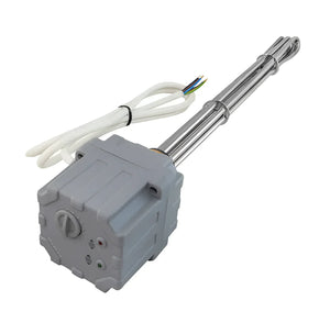 Immersion heater mit grauem Elektroheizstab regler, weißem Kabel, ausgestattet mit Thermostat 75°C