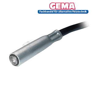 Silberner zylindrischer Sensor mit schwarzem Kabel für defro duo pellet und defro sigma ekopell