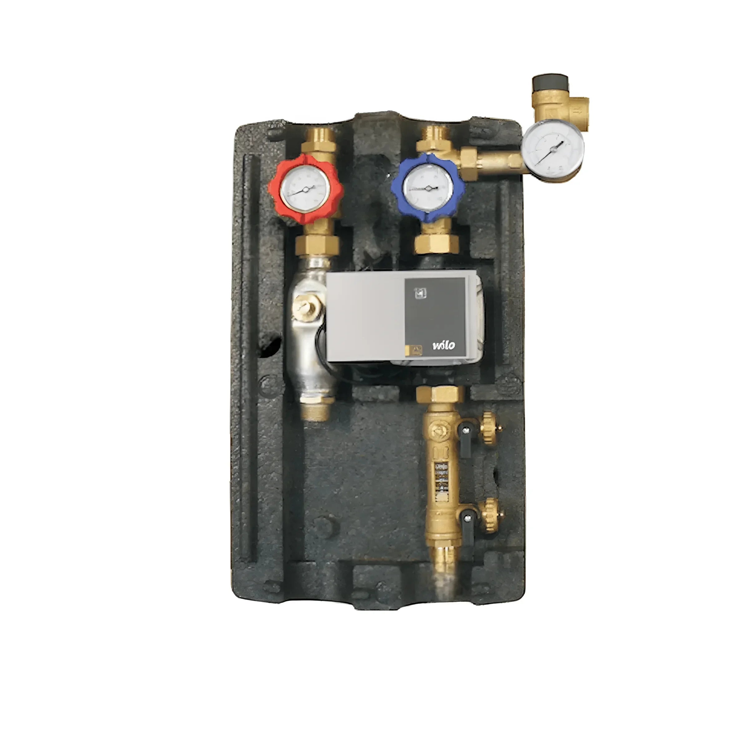 Hydronischer Heizkreisverteiler mit Pumpe und Manometern für Sunex Solarstation GPS Hydra PWM