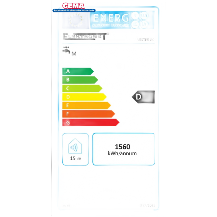 Energieeffizienzlabel für Elektro Hängespeicher 20-140 Liter Brauchwasserspeicher