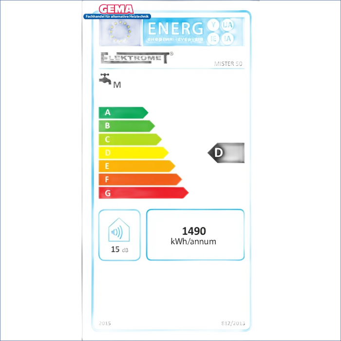 Energieeffizienzlabel auf Elektro Hängespeicher 20 - 140 Liter Brauchwasserspeicher