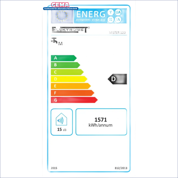 Energieeffizienzlabel auf Elektro Hängespeicher 20-140 Liter Brauchwasserspeicher