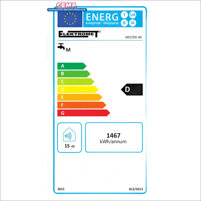 Energieeffizienzlabel auf Elektro Hängespeicher 20-140 Liter Brauchwasserspeicher