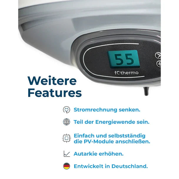 Solar-Hybridboiler fothermo PVB-30-AC – 30 Liter, 550 W PV / 1.500 W AC
