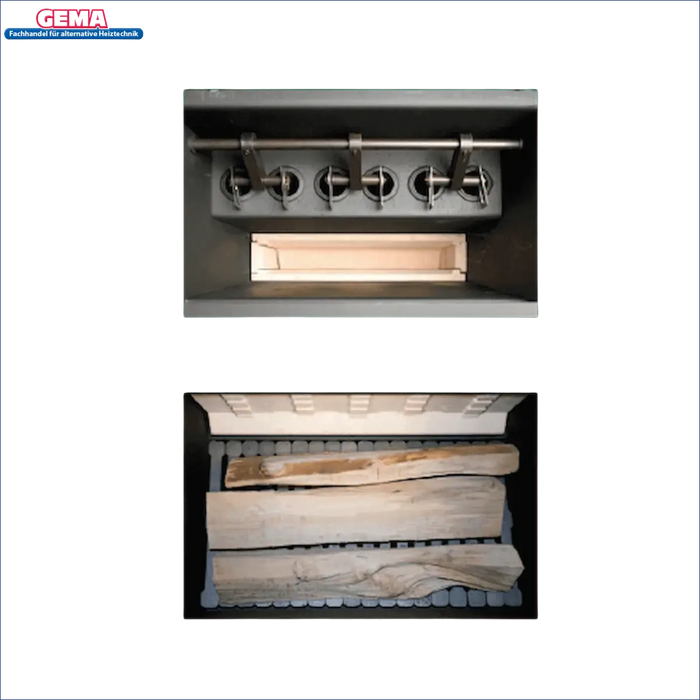 Innenansicht des Holzvergaser ROJEK PK BIO 20 kW Toploader Festbrennstoffs