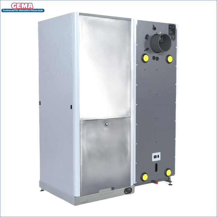 Graue und weiße industrielle Heizeinheit für Pelletkessel DEFRO Gamma 15 kW