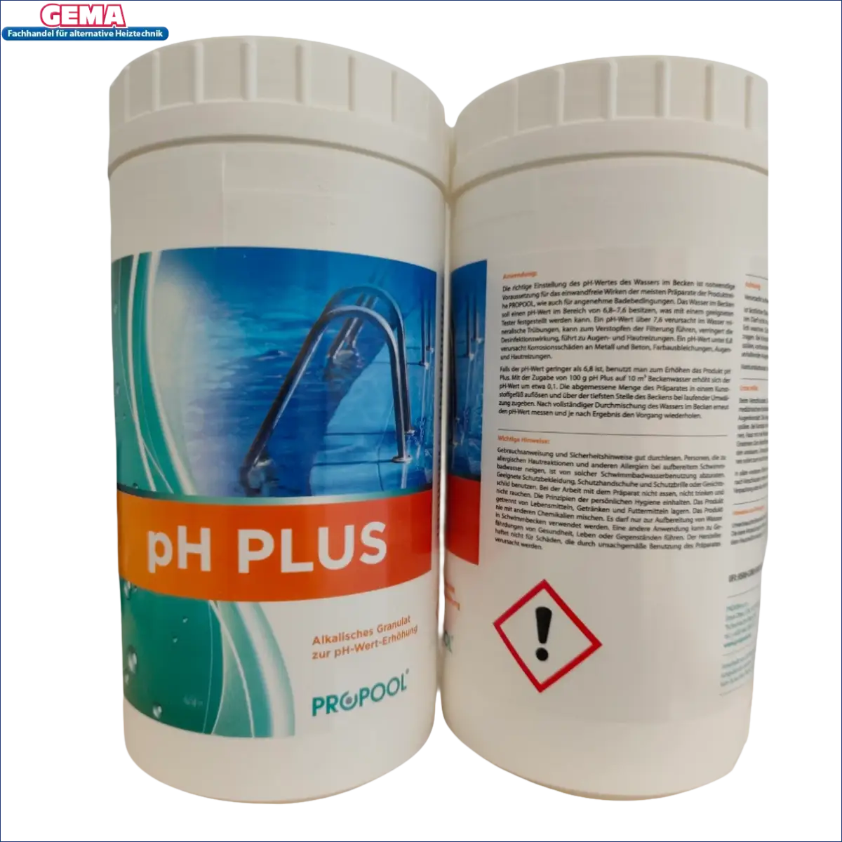 Zwei Behälter von pH Plus Granulat 1Kg für Pool, chemischer pH-Plus-Plus Granulat