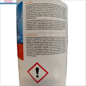 Pool Chemikalienbehälter mit Warnetikett für pH plus Granulat 1Kg für Pool