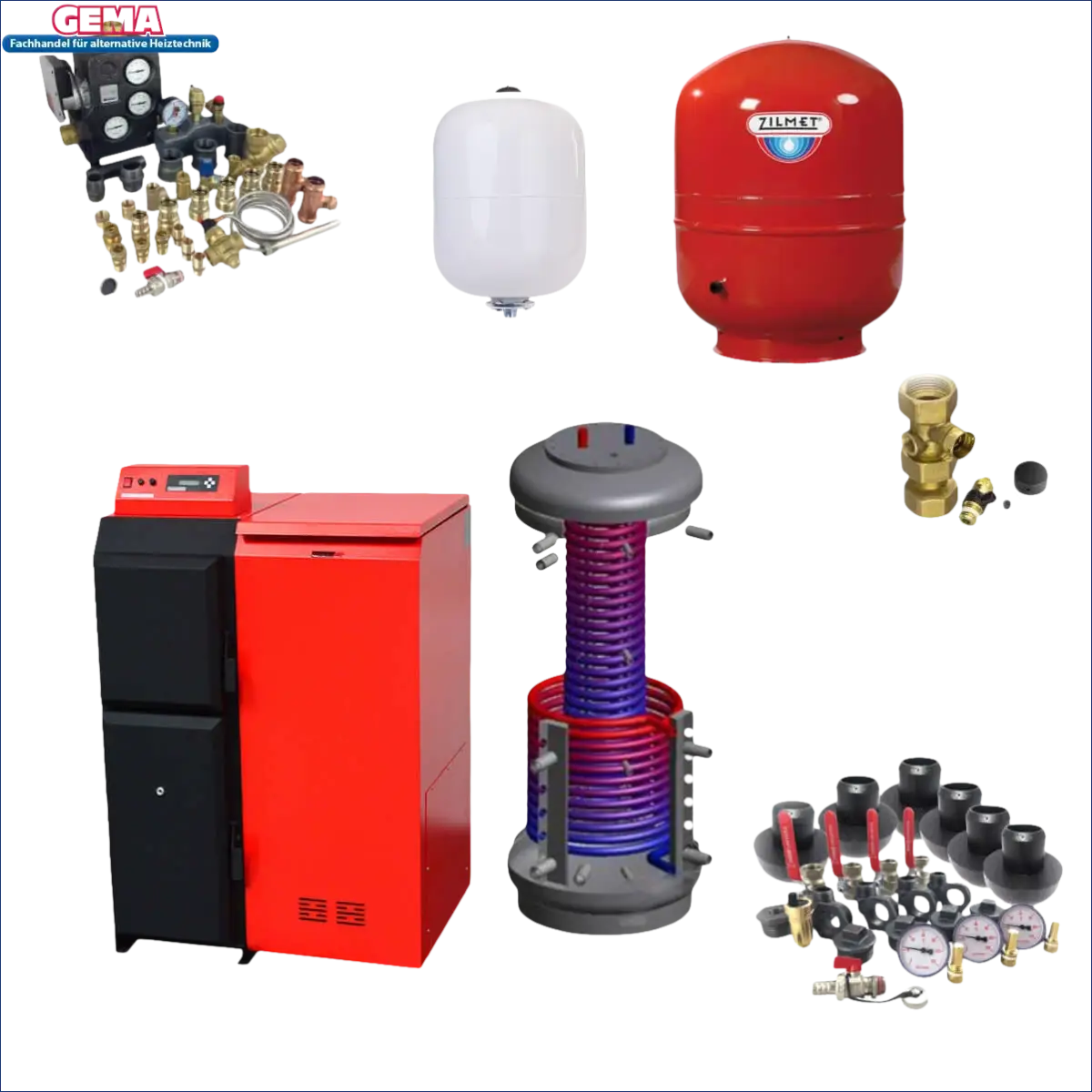 Heizsystemkomponenten des Thermoflux Pelling 25/135 mit Hygienespeicher und 2 WT