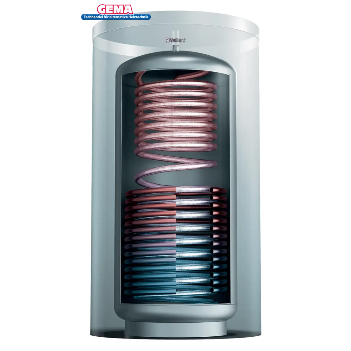 Vaillant Wärmepumpe mit spiralförmigen Rohren 🔥❄️ für effiziente Heizlösungen und Umweltfreundlichkeit 🌍.