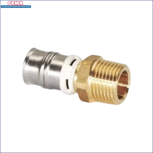 Metallische Rohrfitting mit threaded end für Verbundrohr F50 und Übergangsnippel Presskontur