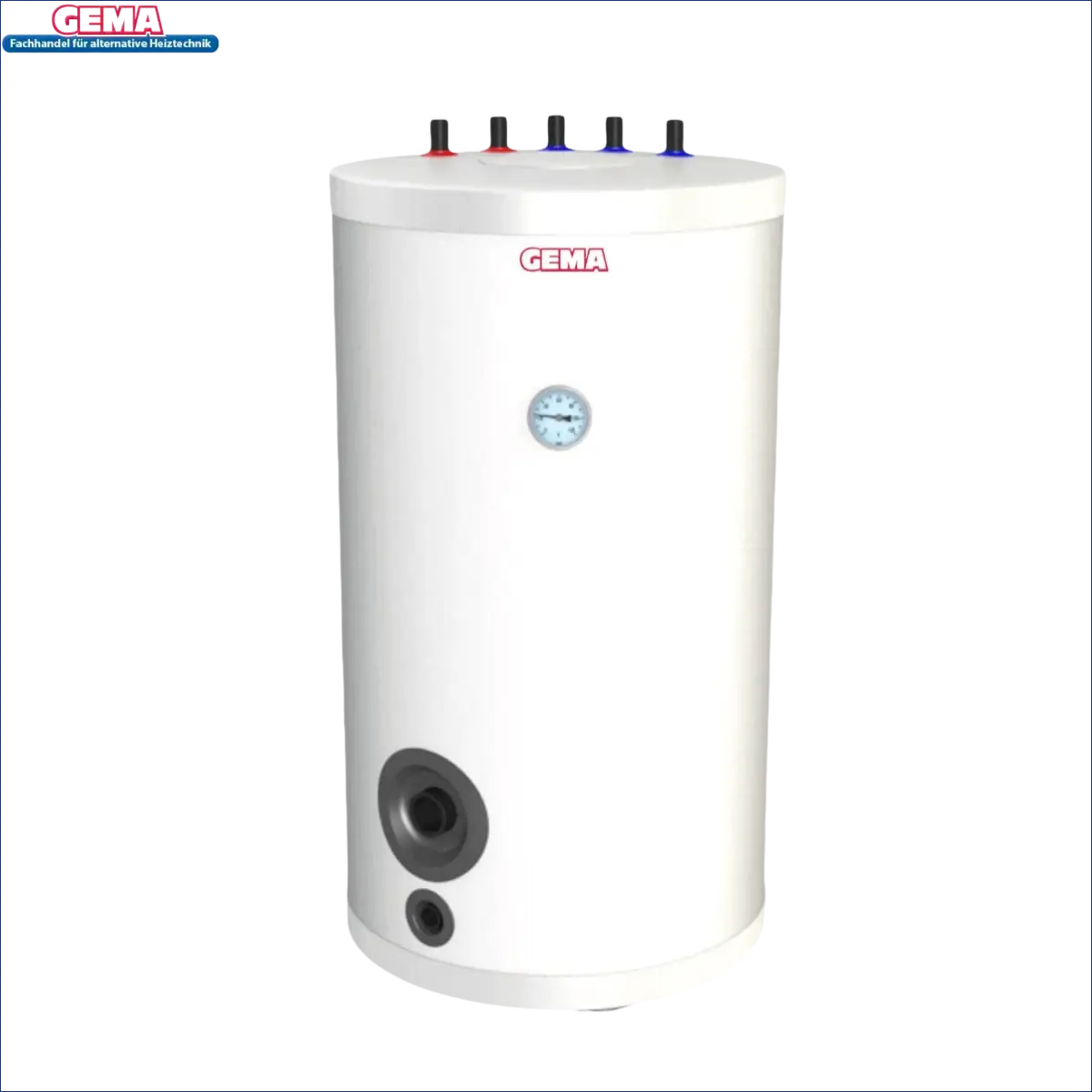 Weiße zylindrische Warmwasserspeicher mit 100 Liter Volumen und 1,5 kW Heizstab